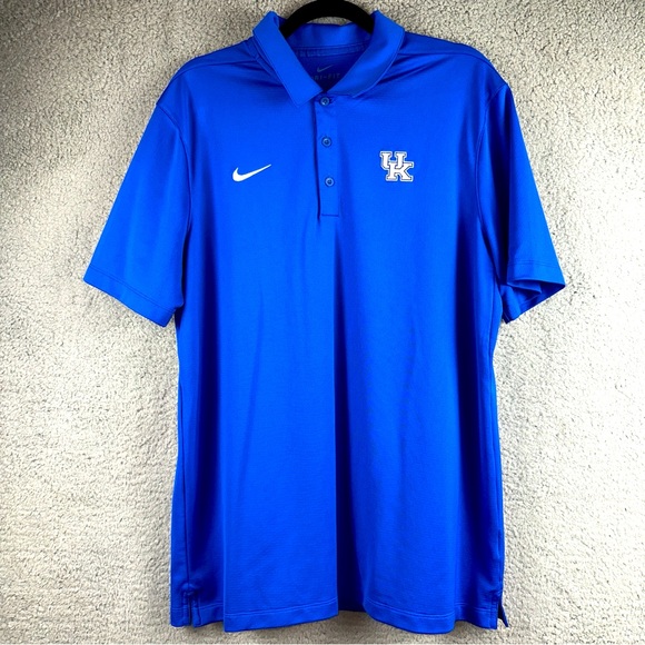 Nike Shirt Mens Large Royal Blue University of Kentucky Wildcats Dri-Fit Polo - Picture 1 of 8